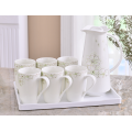 Haonai ceramic jug set(1pcs jug+6pcs mug),ceramic teapot set,ceramic pitcher and mug with full around printing.